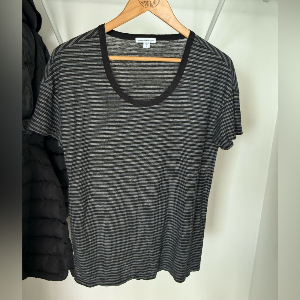 James Perse Striped Split Hem Tee 2